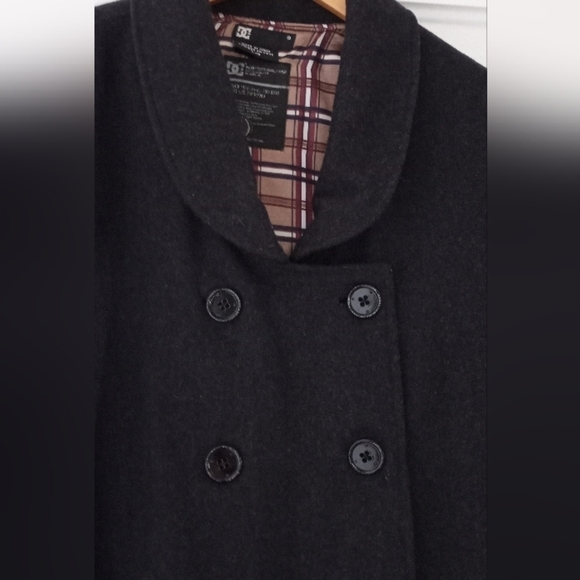 Vintage Peacoat Blazer Dark Gray Wool Blend Cropped Double Breasted DC Brand - Picture 5 of 13